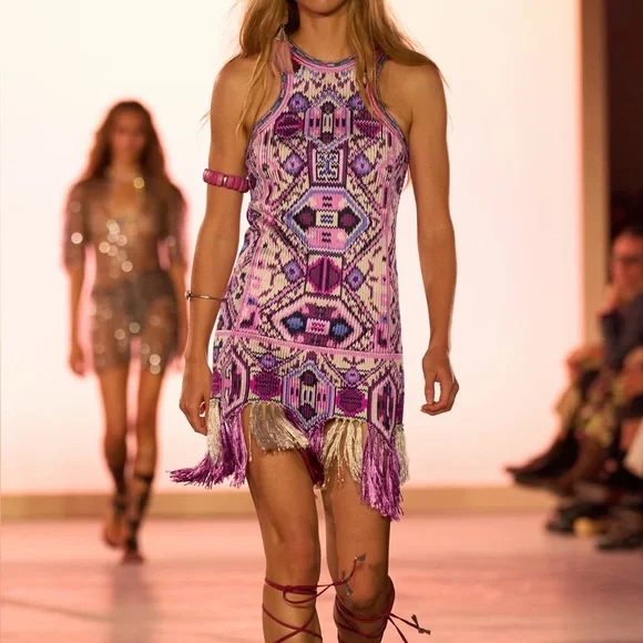 Isabel Marant Yasmine fringed embellished embroidered silk cotton mini dress - Picture 2 of 10